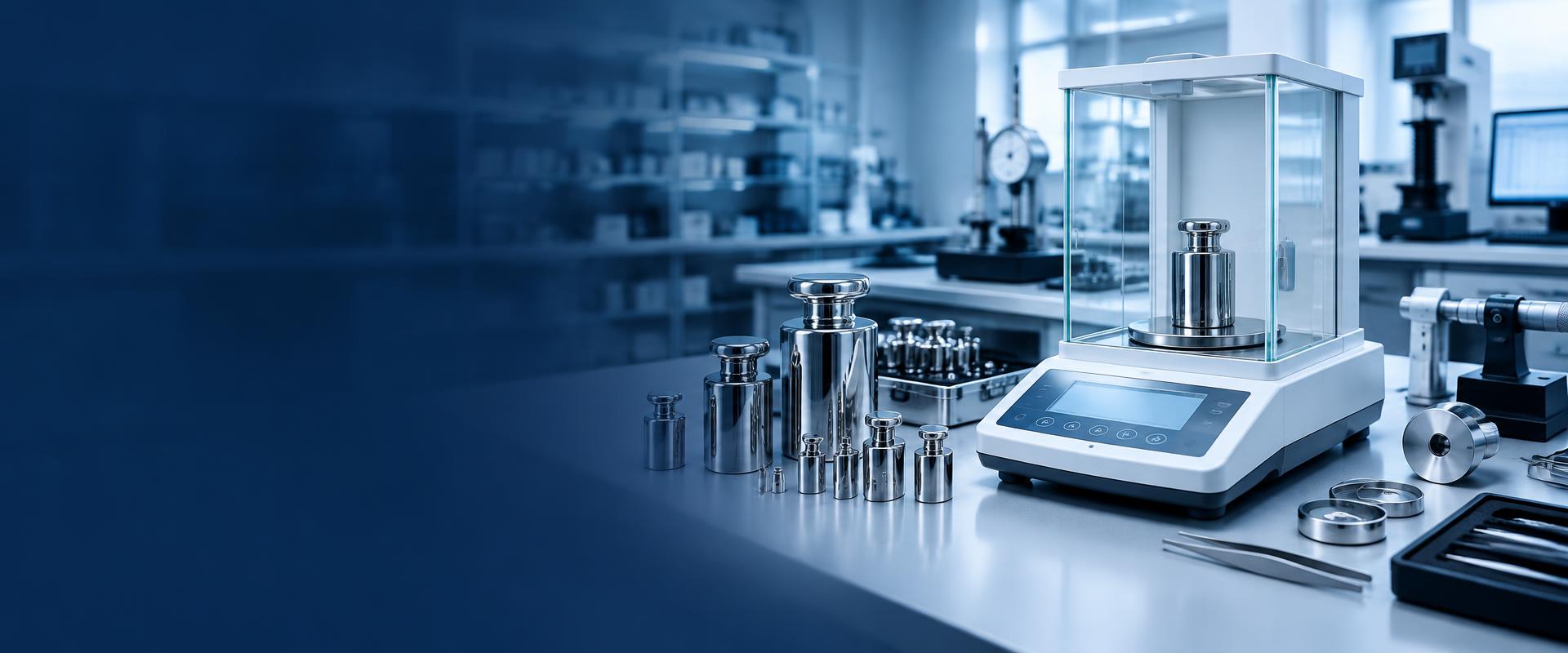 Laboratório de calibração com balança de precisão