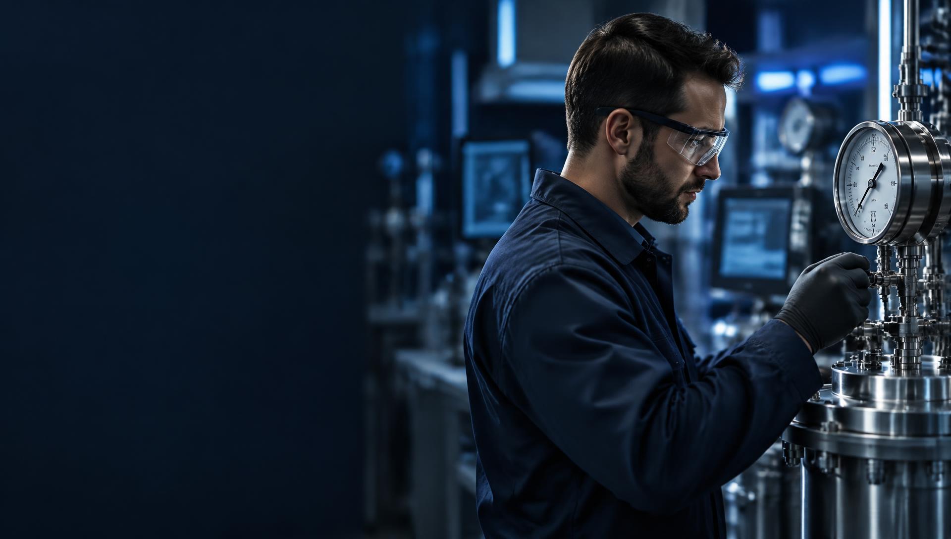 Técnico da Techniker realizando manutenção em equipamento industrial